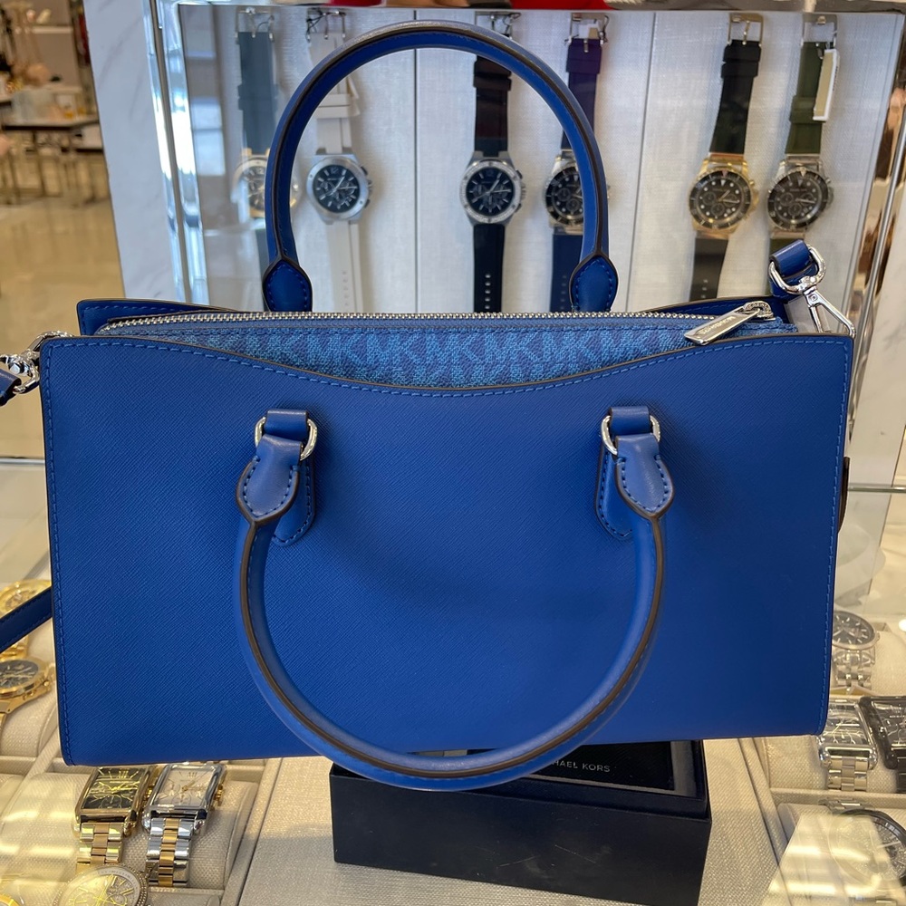 MICHAEL KORS Arden Md Top-Zip EW Leather Tote Crossbody Satchel
Galaxy Blue 
NWT - Picture 4 of 16